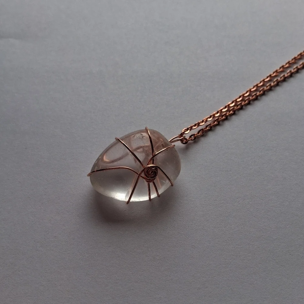Rose Gold Wire Wrapped Pendant Necklace